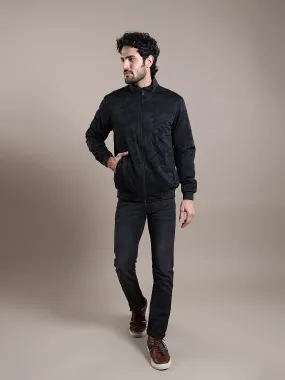 Polyester Black Printed Regular Fit Full Sleeve Casual Windcheater