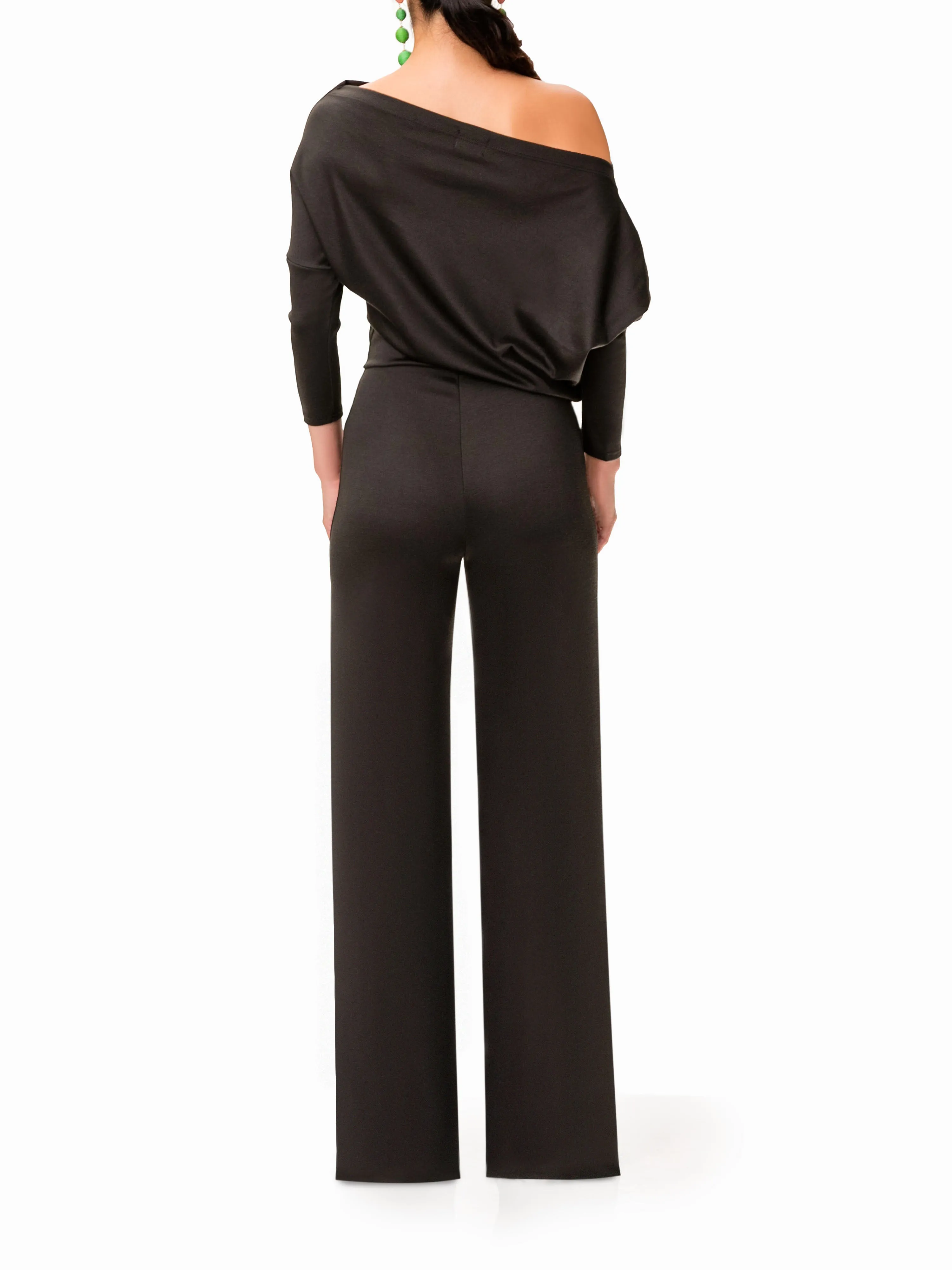 "Foxy" Off Shoulder Black Jumpsuit