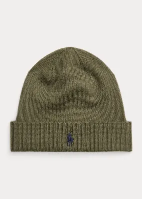 Ralph Lauren Signature Pony Wool Beanie | Army Olive