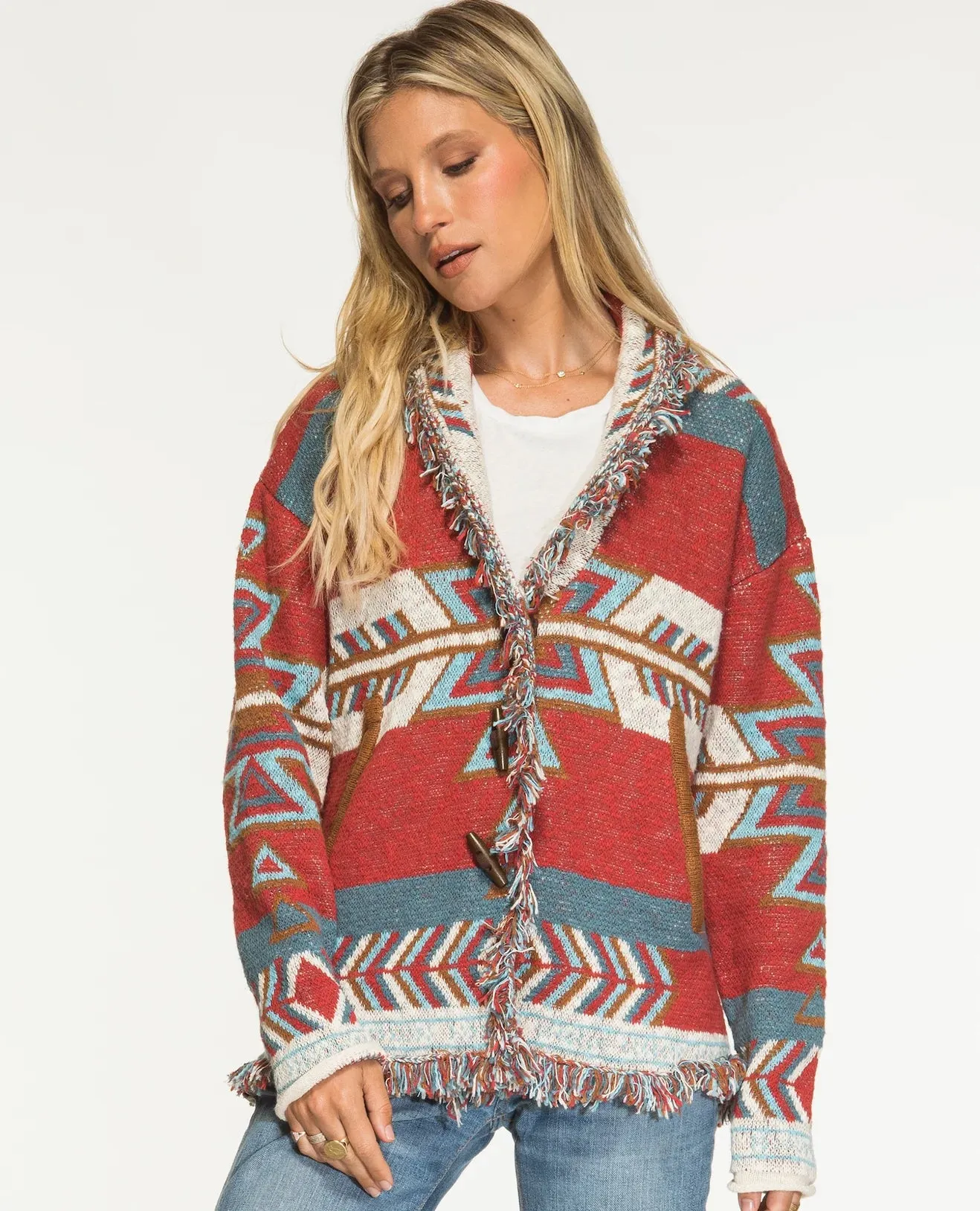 Red Aztec Arrow Cardi