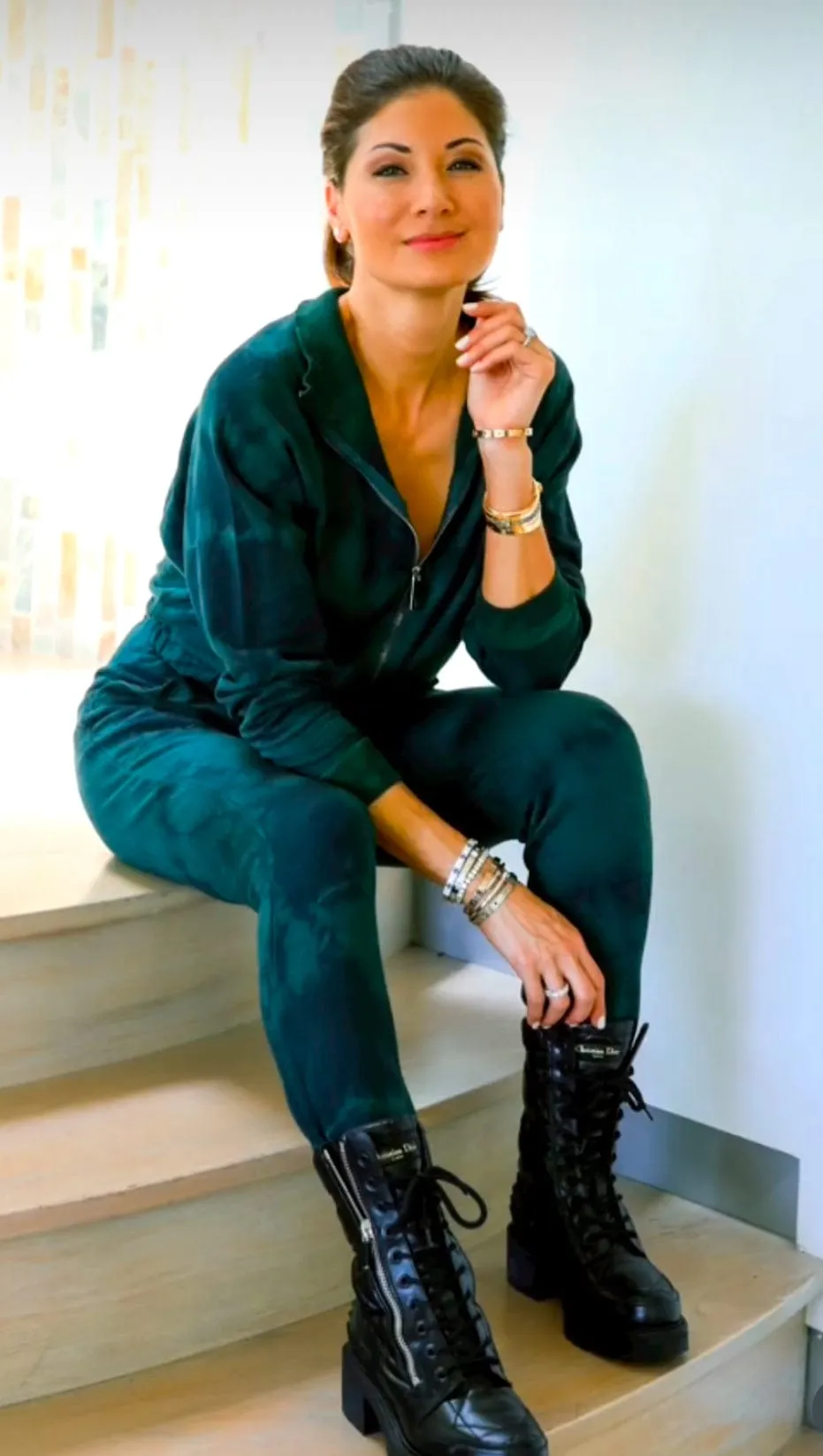 Restore Soft Terry Jumpsuit - Hunter Green Tie Dye