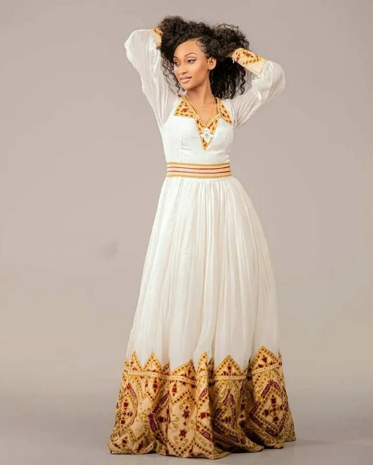 Reveling in Vibrant Colors of the Habesha Kemis Habesha Dress Modern Ethiopian Dress Style