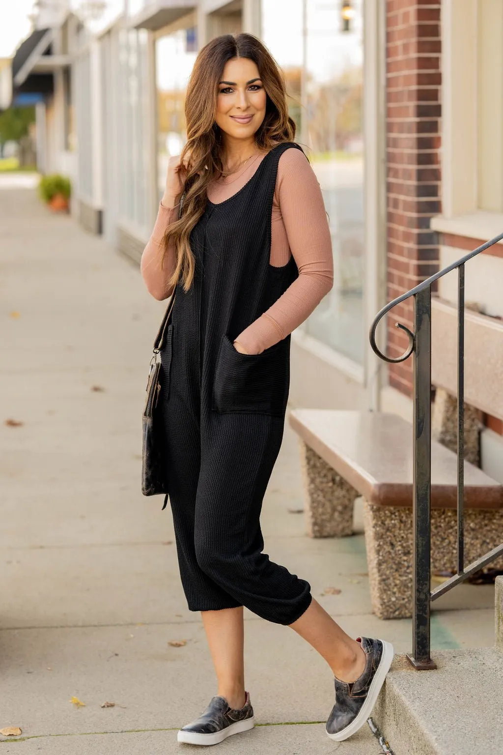 Ribbed Two Pocket Jogger Jumpsuit