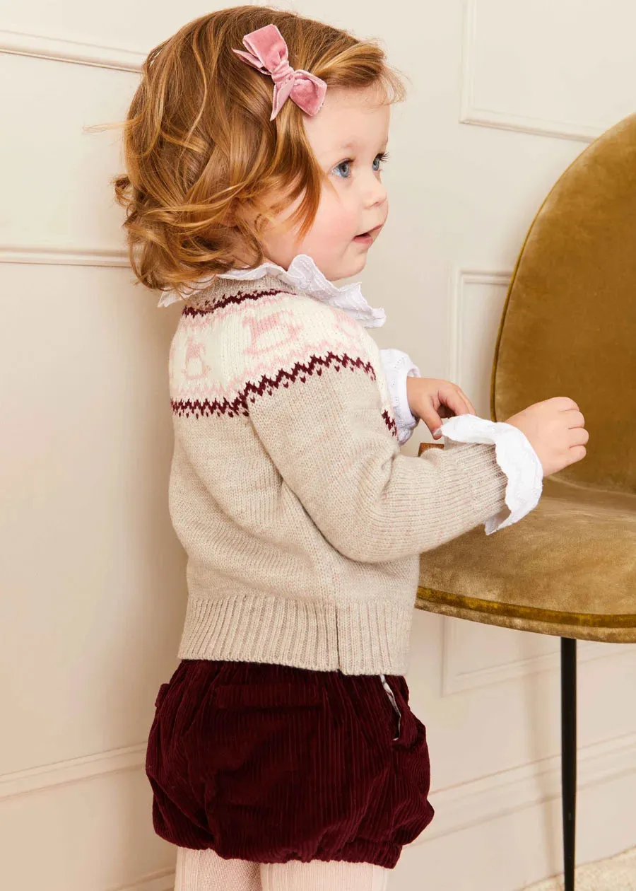 Rocking Horse Intarsia Cardigan in Beige (6mths-3yrs)