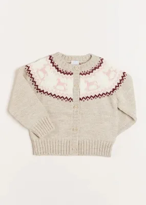 Rocking Horse Intarsia Cardigan in Beige (6mths-3yrs)