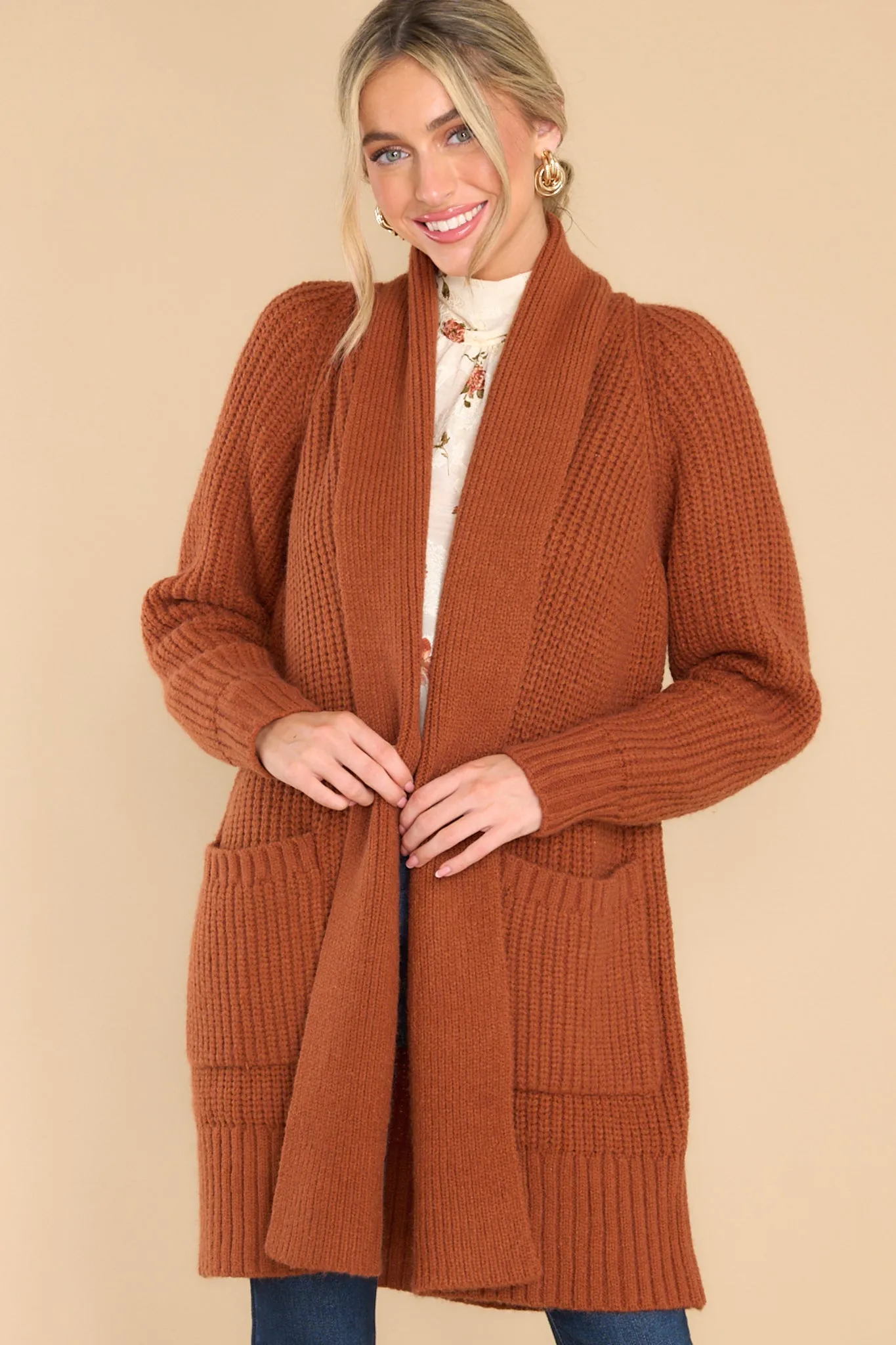 Rustic Charm Brown Cardigan