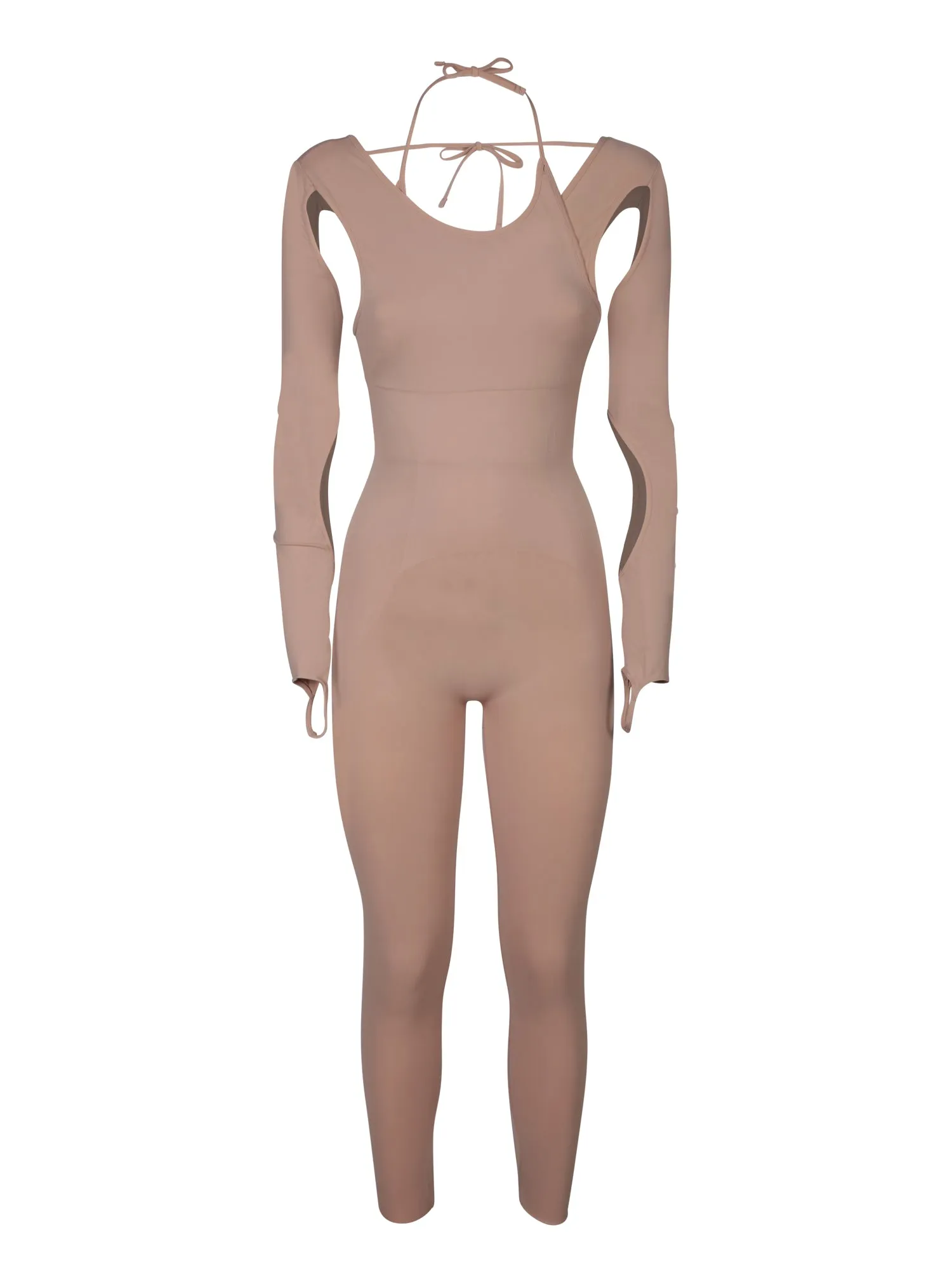 Sculpting nude jumpsuit