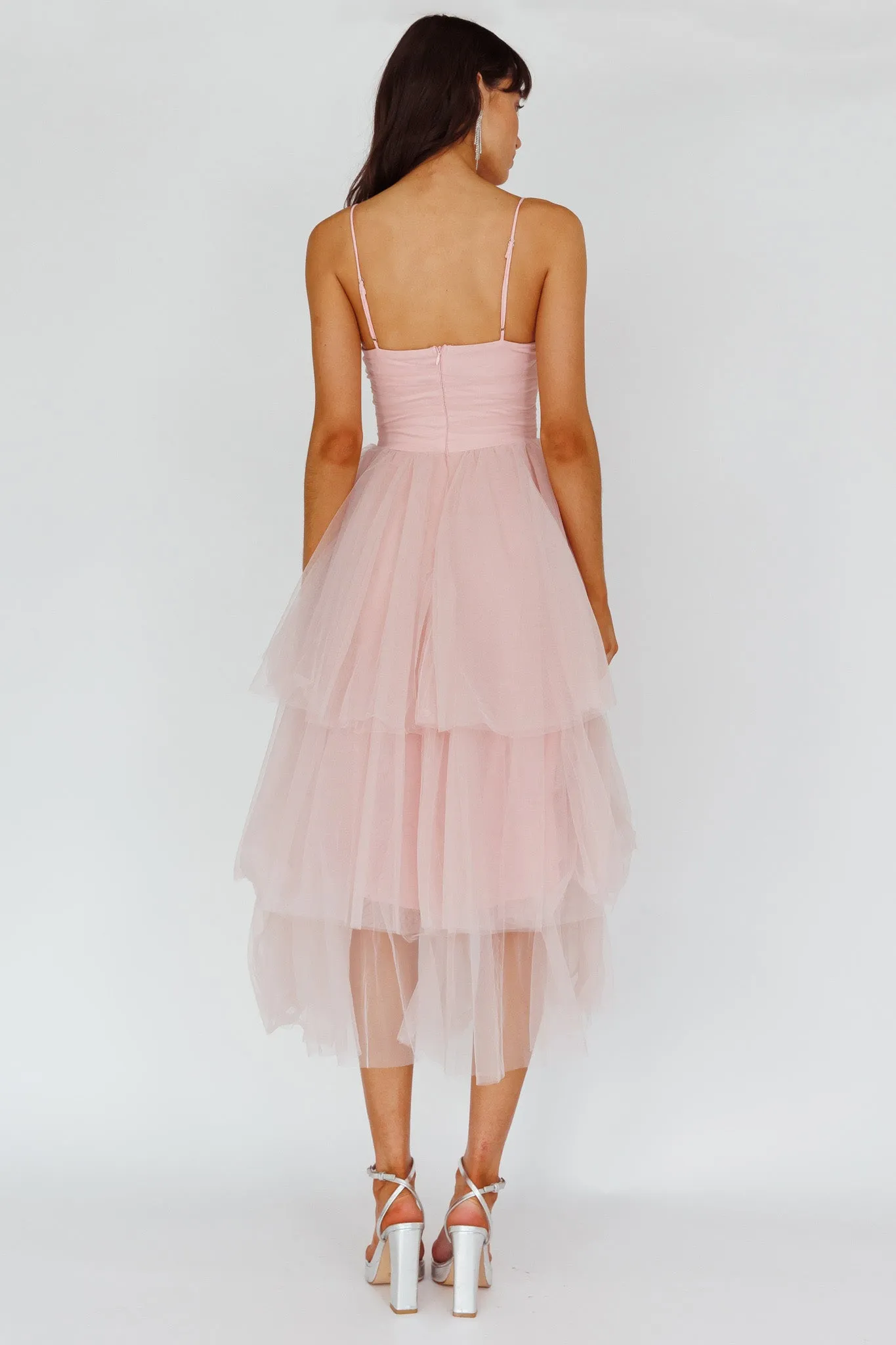 Seraphina Rose Bodice Tulle Midi Dress Blush