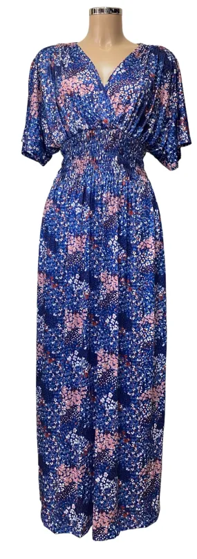 Slinky Fabric Crossover Style Printed Maxi Dress (5 Colours And Prints)