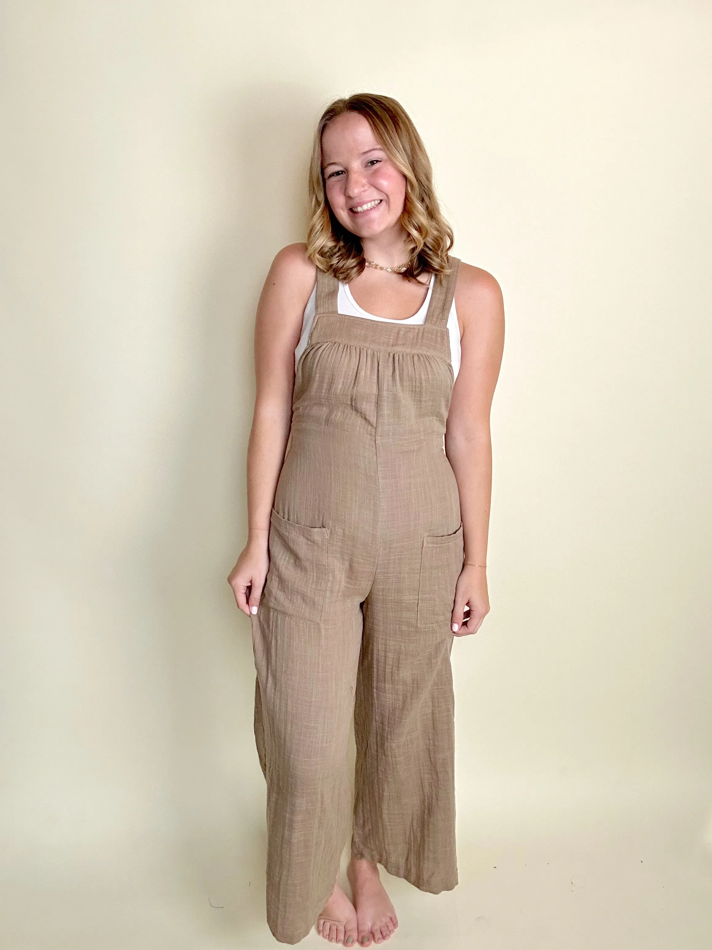 SLUBBED GAUZED OVERALLS JUMPSUIT