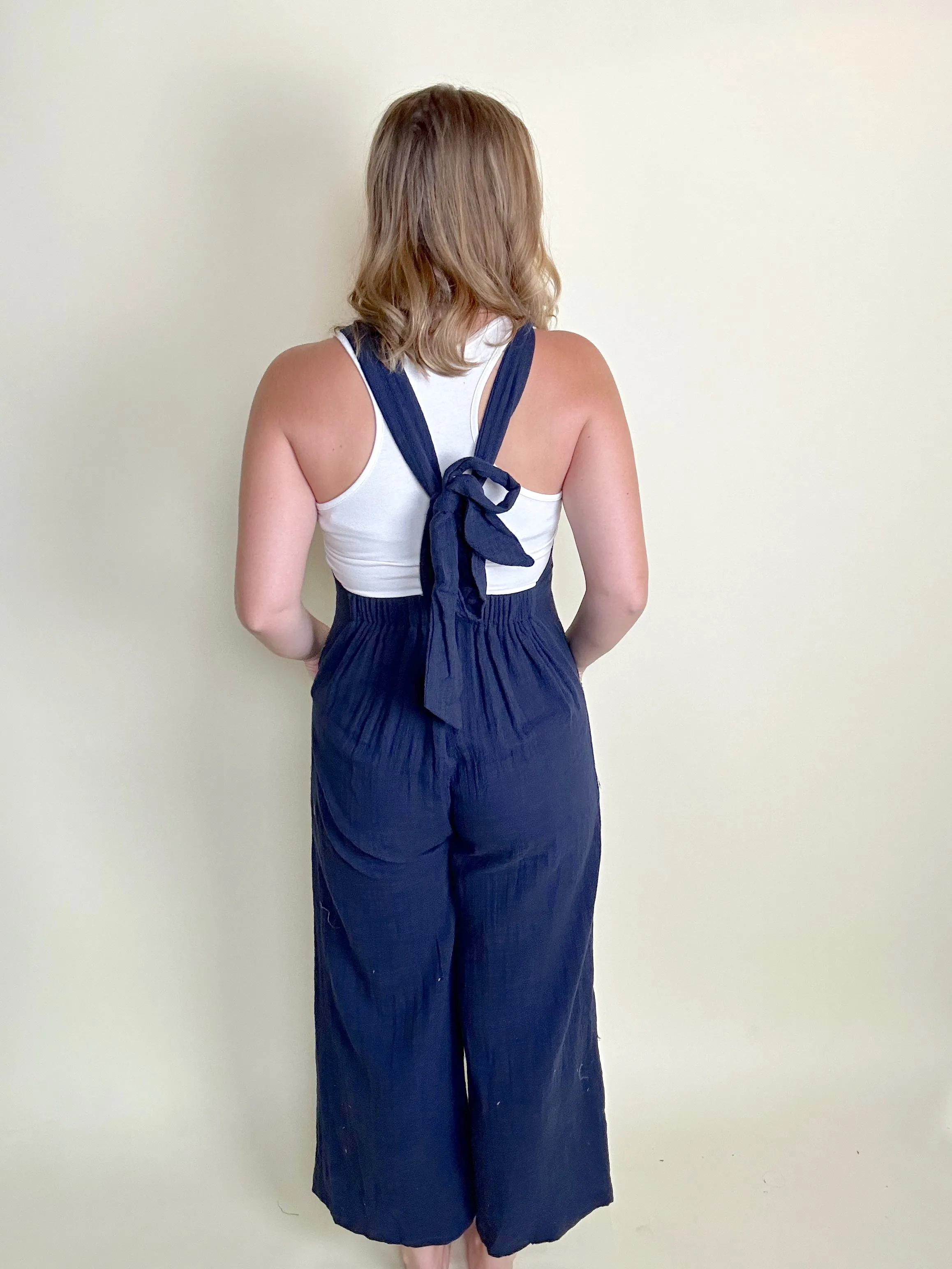 SLUBBED GAUZED OVERALLS JUMPSUIT