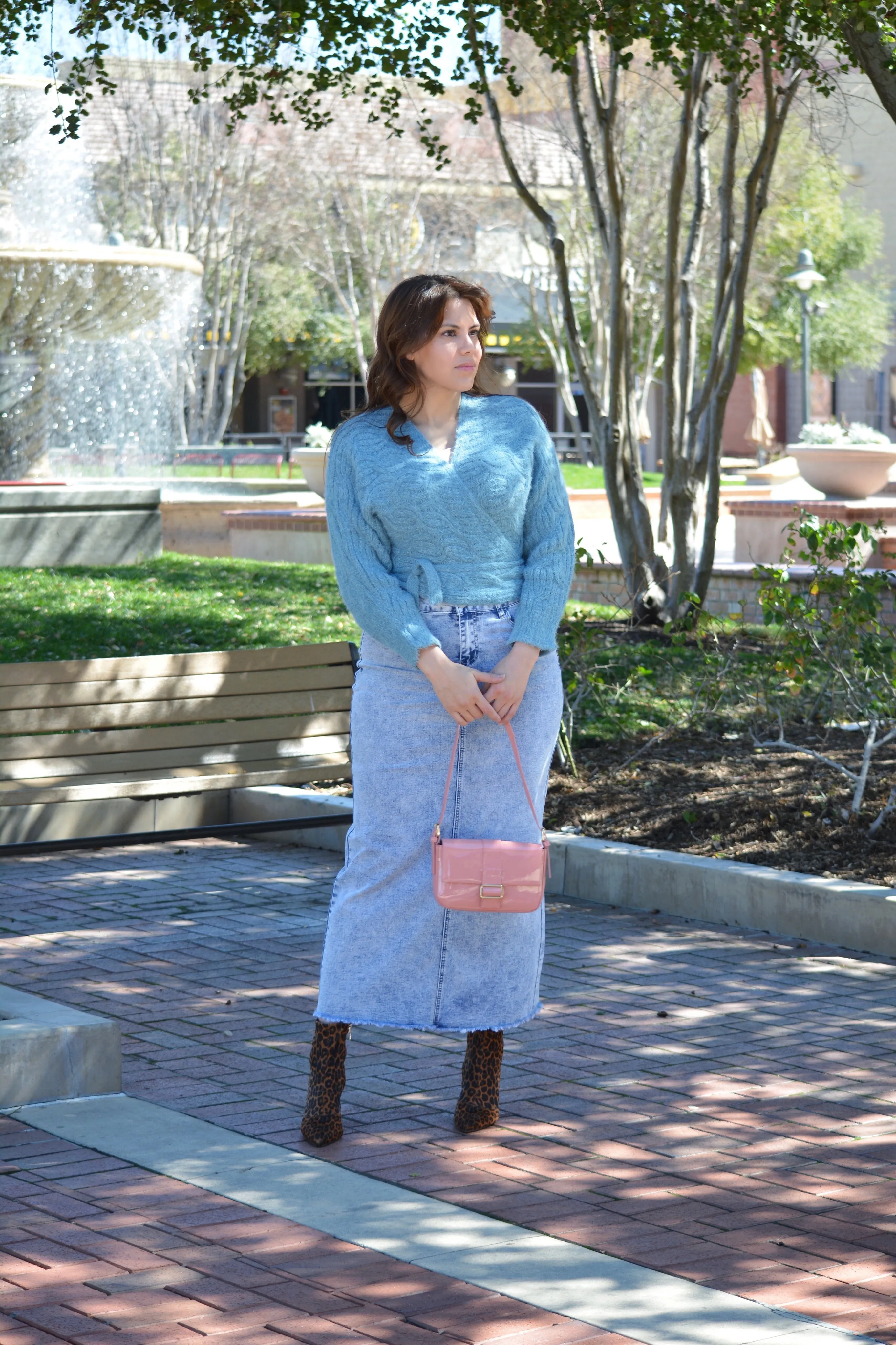 Sofia Acid Wash Maxi Length Denim Skirt