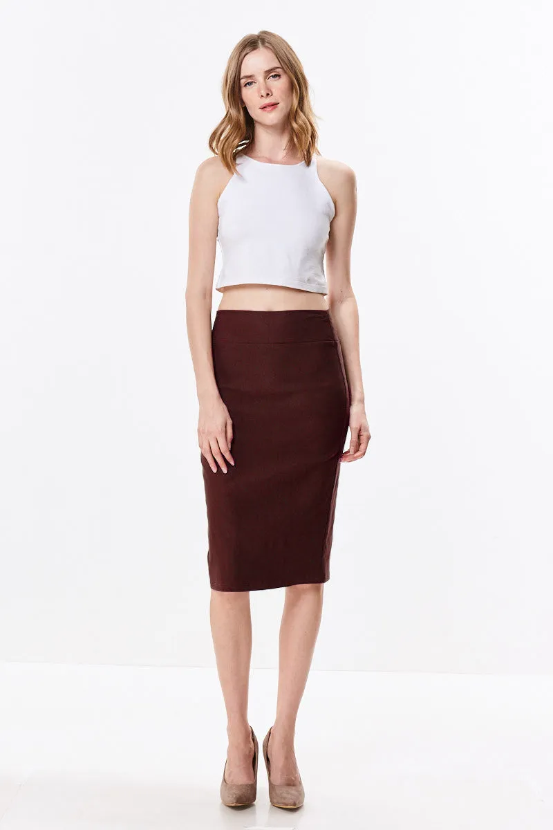 Straight Fitting Knee Length Pencil Skirt