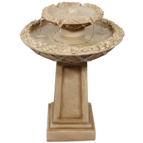 Sunnydaze Beveled Flower 2-Tier Birdbath Water Fountain - 28"