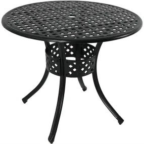 Sunnydaze Black Cast Aluminum Round Dining Table - 33"