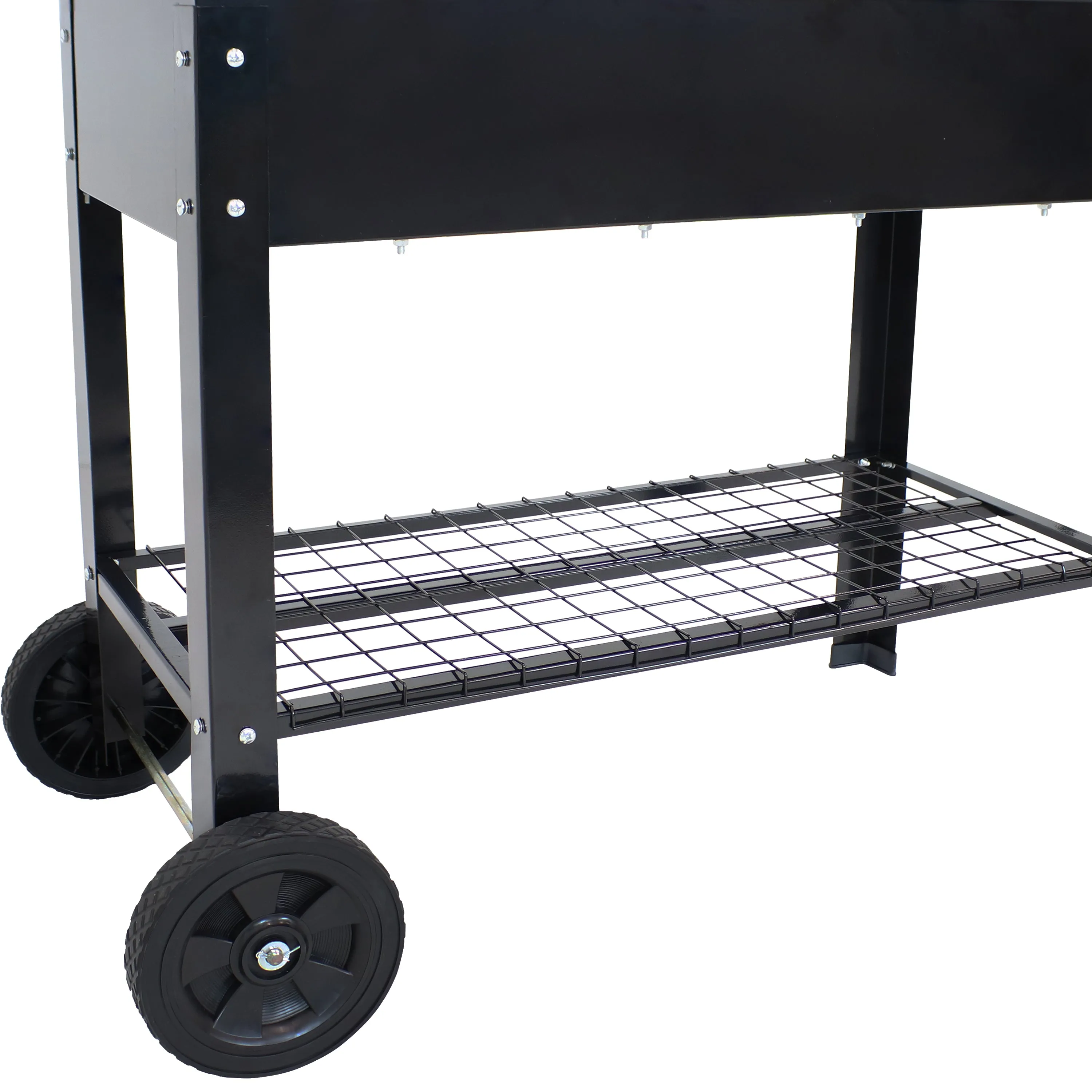 Sunnydaze Galvanized Steel Mobile Raised Garden Bed Cart