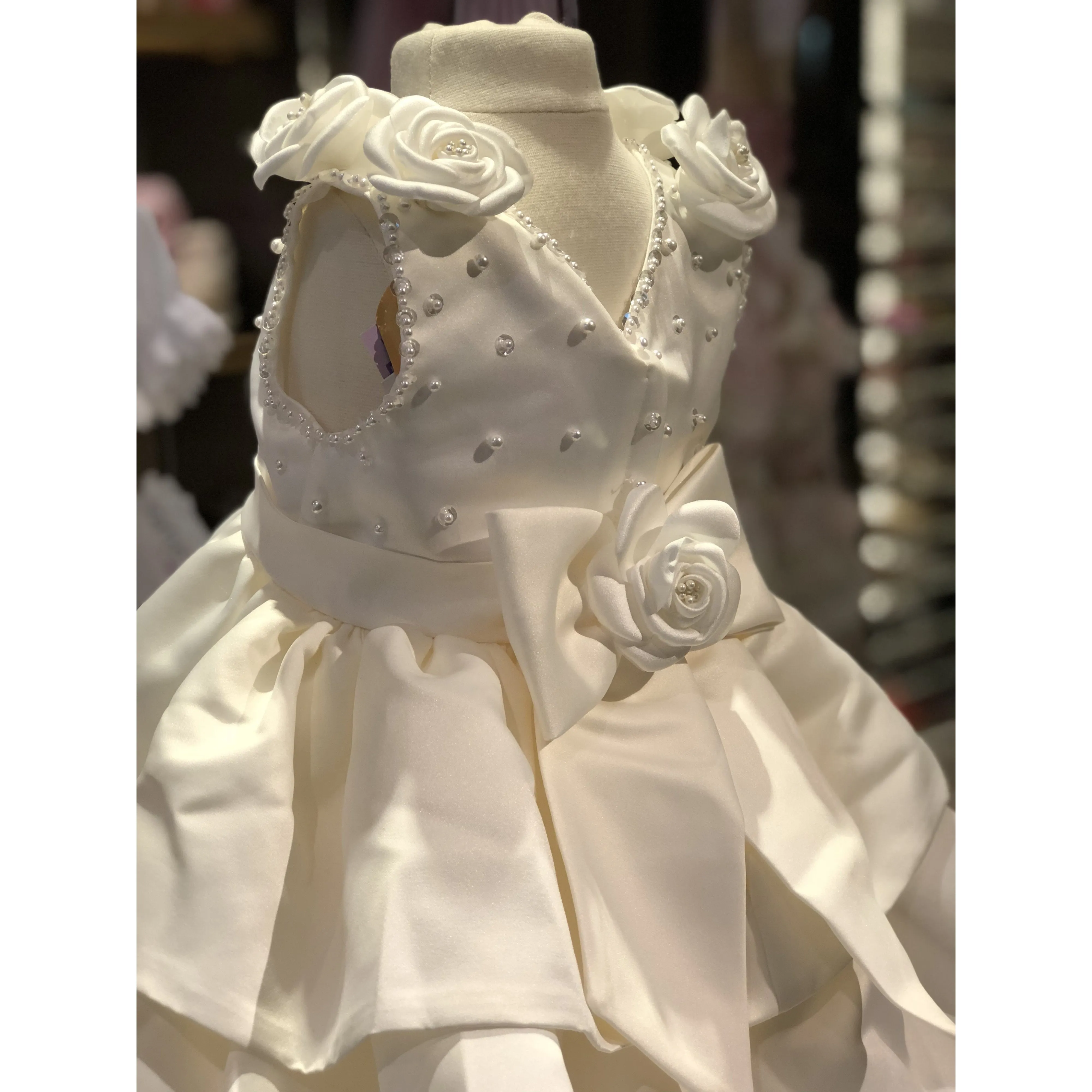 Sweetie Pie Ivory Satin Dress