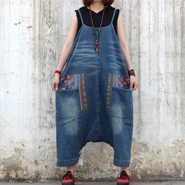 Tribal Pockets Plus Size Denim Overall