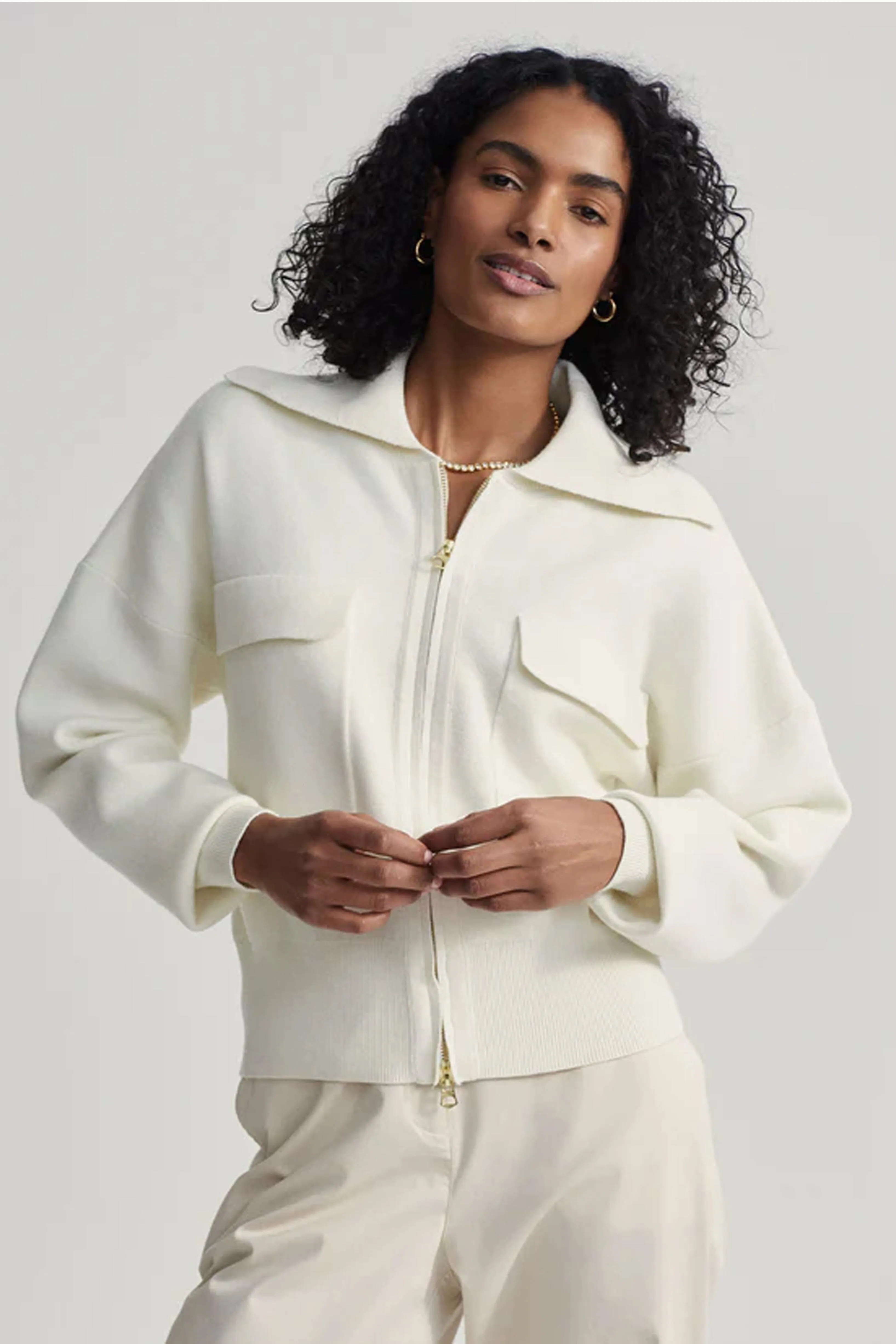 VARLEY | Felise Relaxed Knit Jacket - Egrt