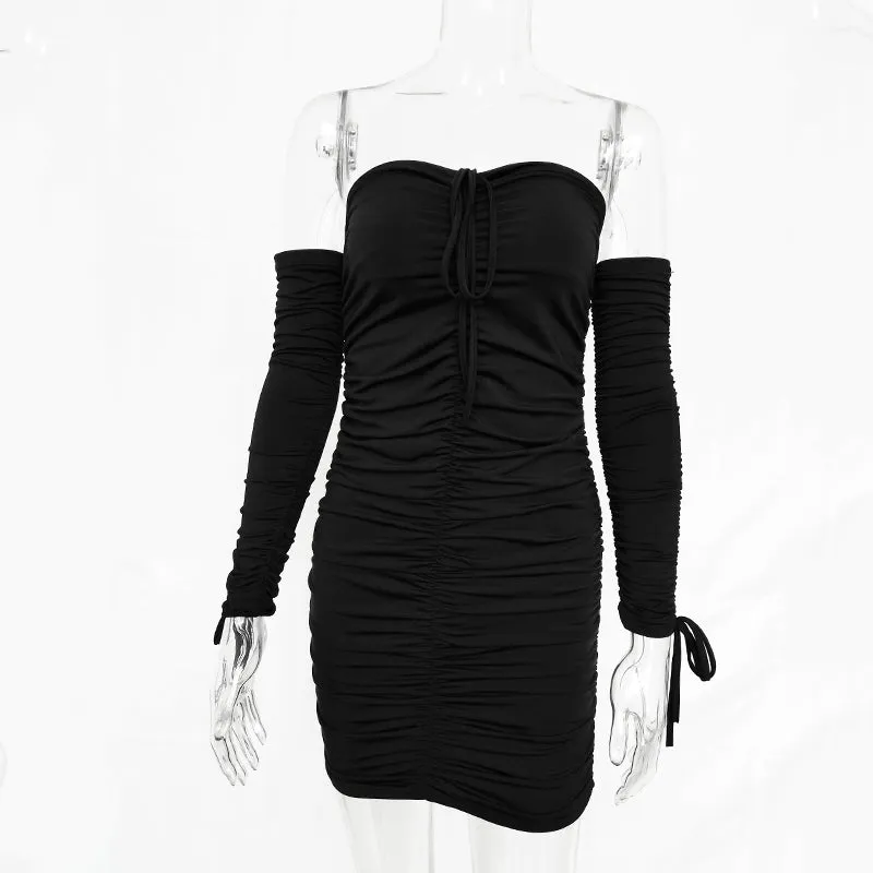 VenusFox Off Shoulder Long Sleeve Bodycon Party Dress