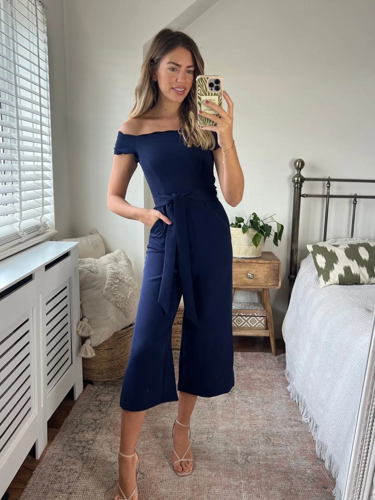 Verity Scallop Detail Jumpsuit / Navy