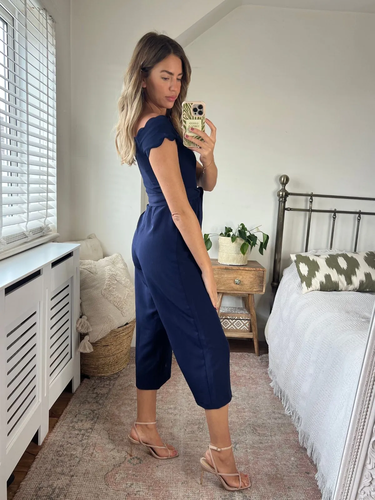 Verity Scallop Detail Jumpsuit / Navy