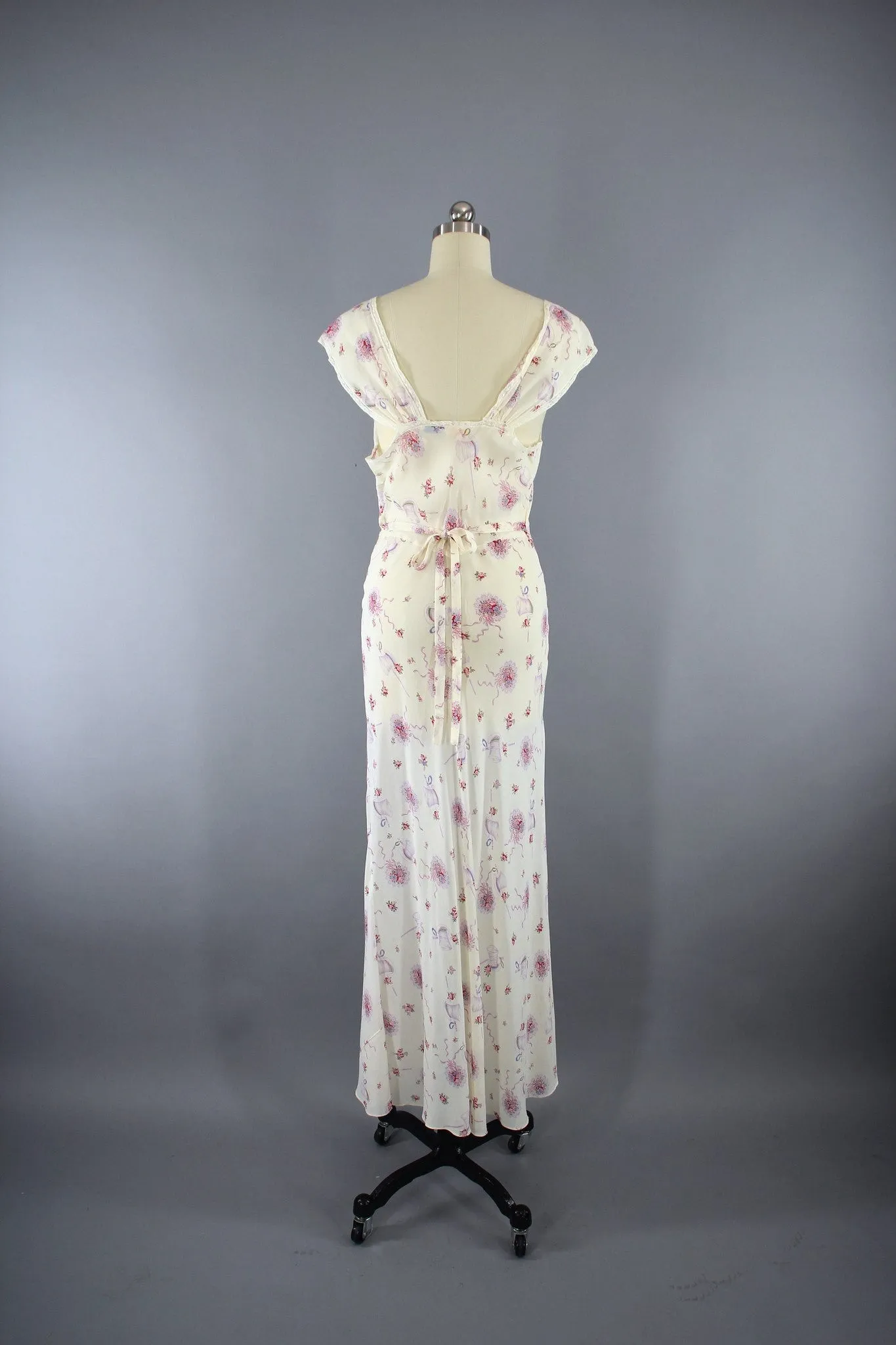 Vintage 1930s Nightgown Set / Wedding Novelty Print