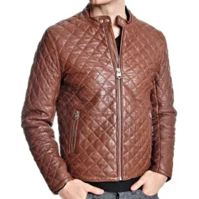 Vintage Brown Leather Biker Jacket for Men