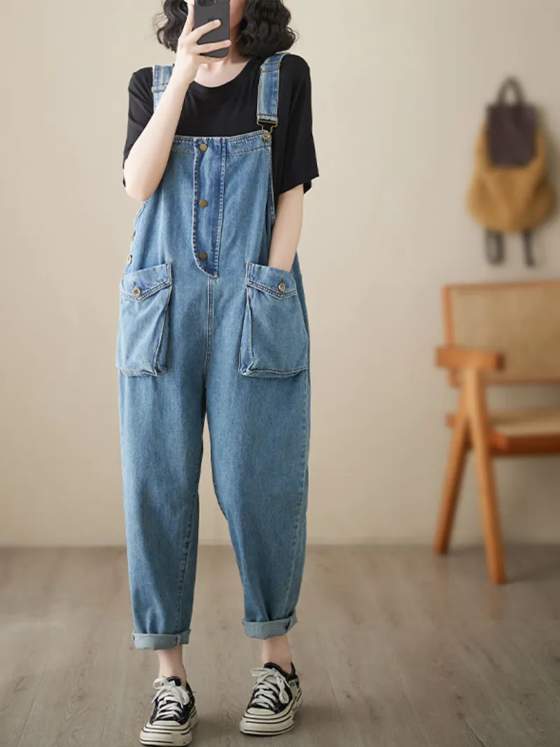 Wallflowers Denim Blue High Waist Overall Dungarees