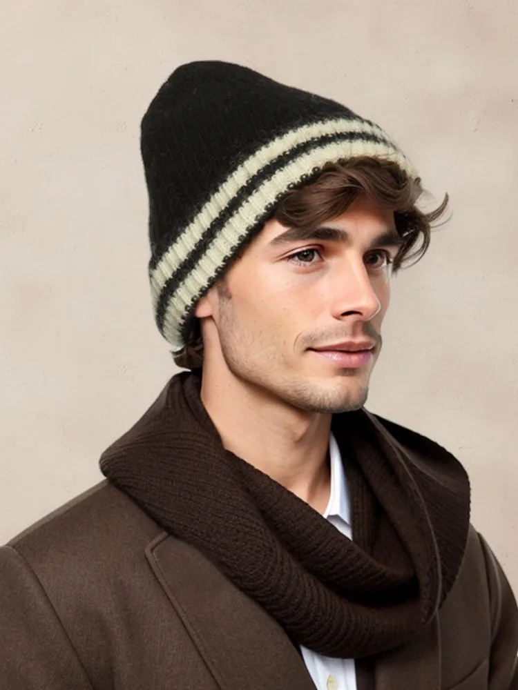 Warm Aesthetic Striped Knit Beanie