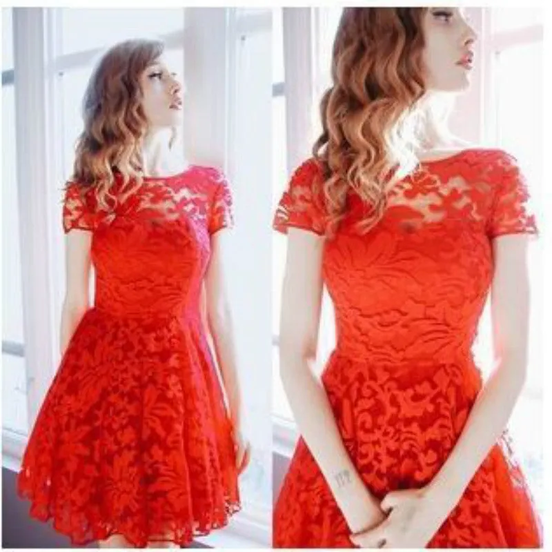 Women Elegant Hollow Out Lace Dress