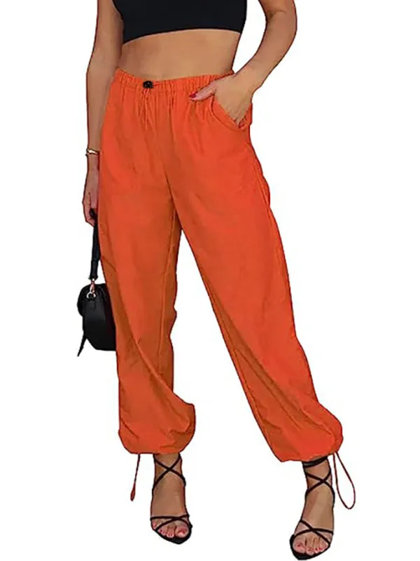 Women Solid Parachute Trousers Pants