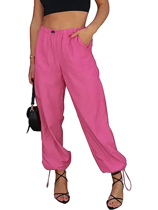 Women Solid Parachute Trousers Pants