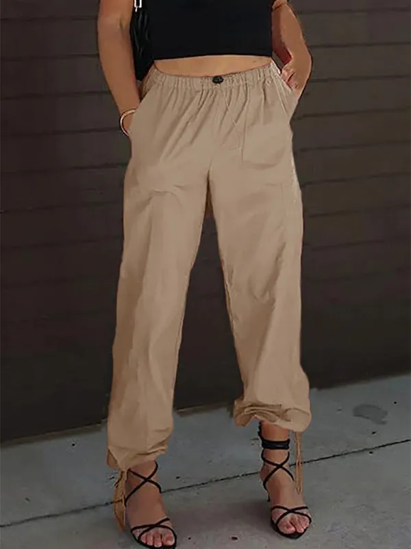 Women Solid Parachute Trousers Pants