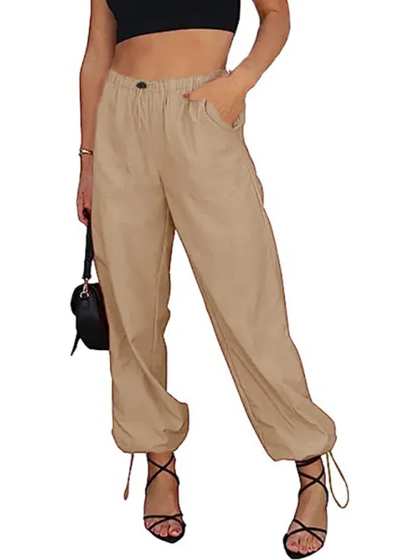 Women Solid Parachute Trousers Pants