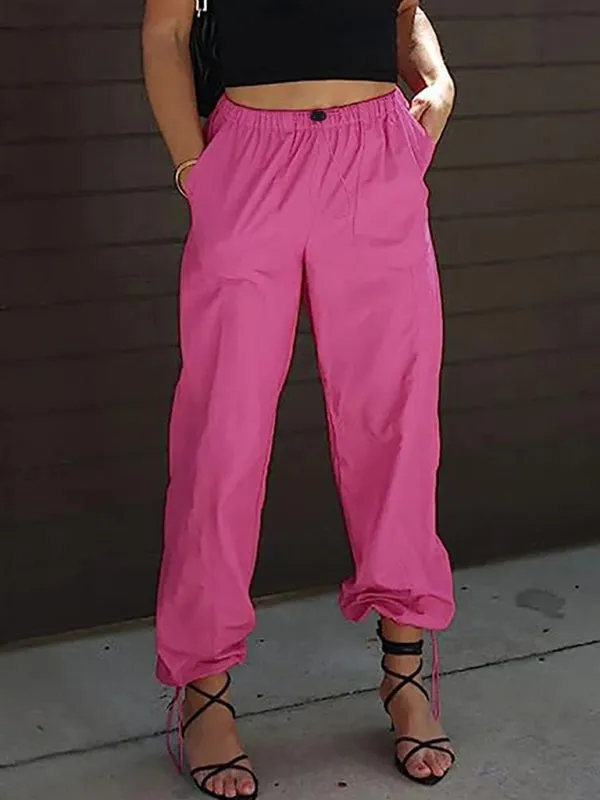 Women Solid Parachute Trousers Pants