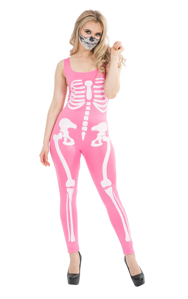 Womens Pink Skeleton Jumpsuit