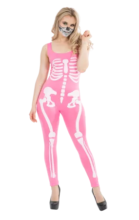 Womens Pink Skeleton Jumpsuit