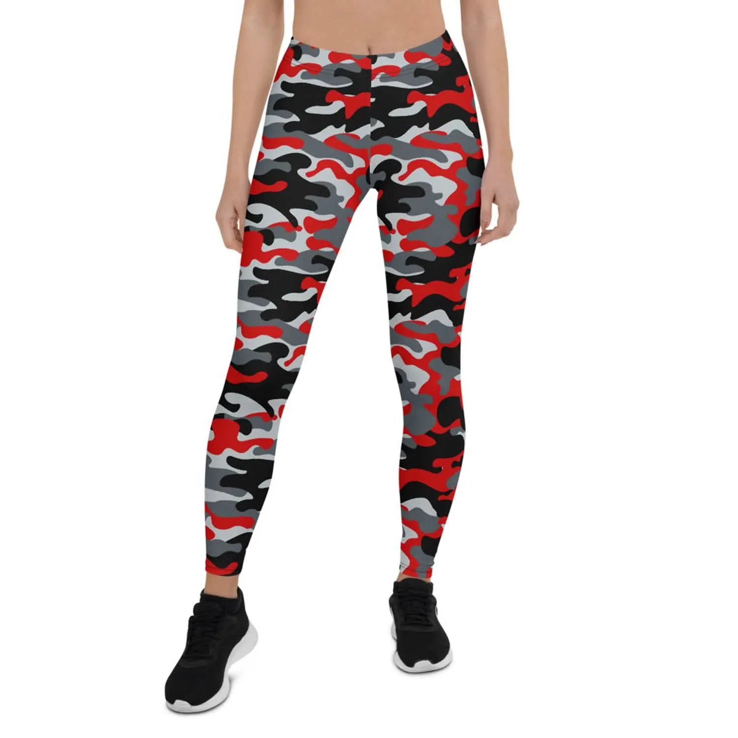 Women's Premium Camo Performance Leggings in Red and Gray