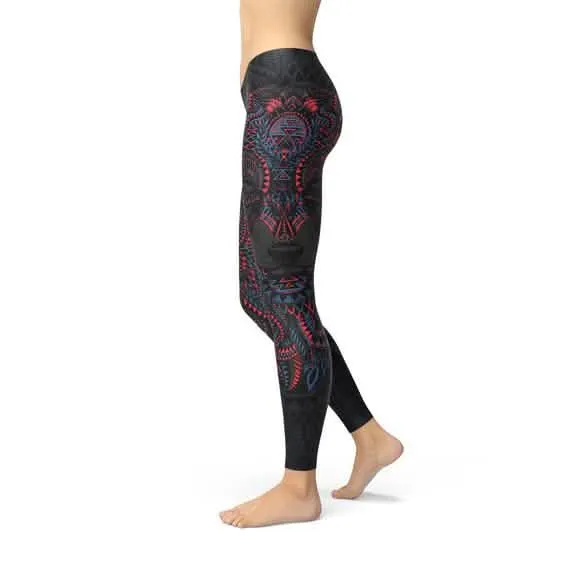 Women's Premium Performance Leggings with Black Wolf Graphics