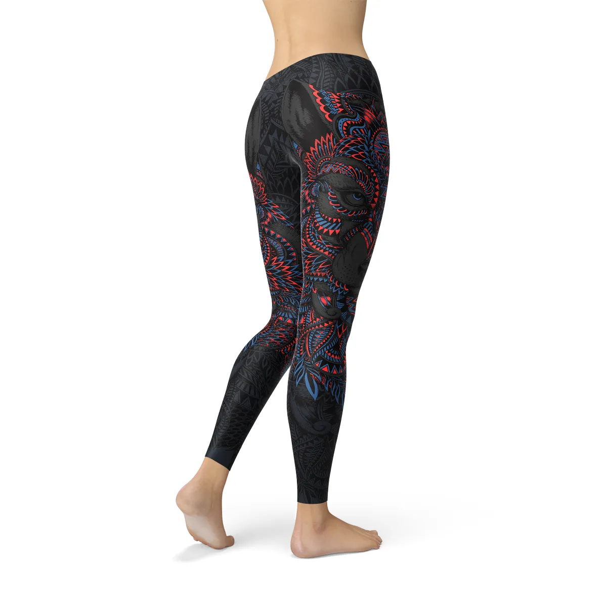 Women's Premium Performance Leggings with Black Wolf Graphics