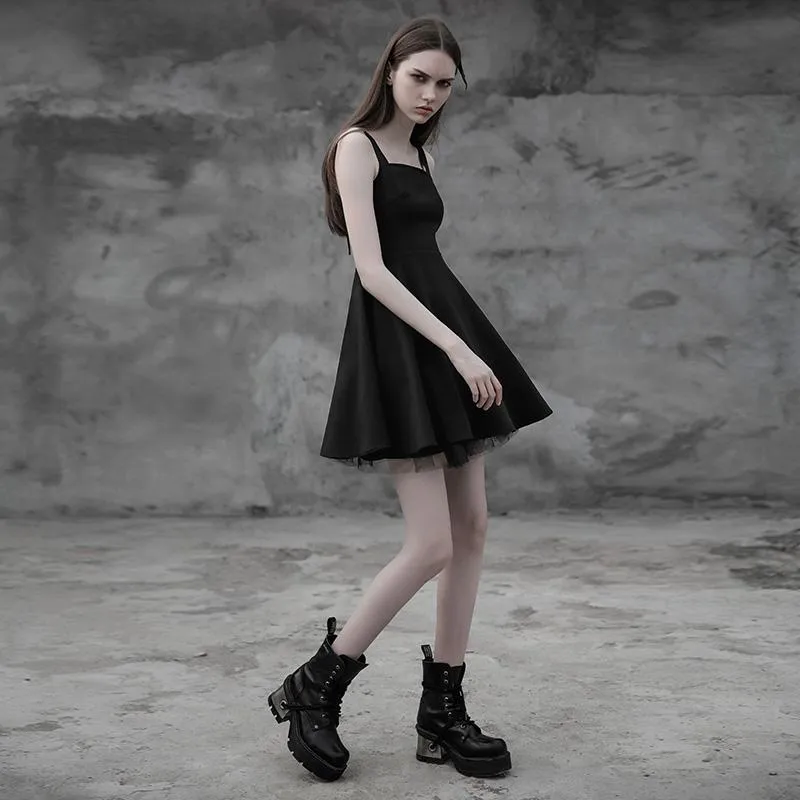 Women's Punk Layered Dress Laced Dress