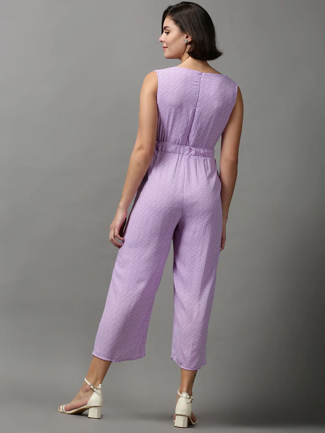 Women's Purple Printed Jumpsuit