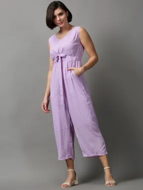 Women's Purple Printed Jumpsuit