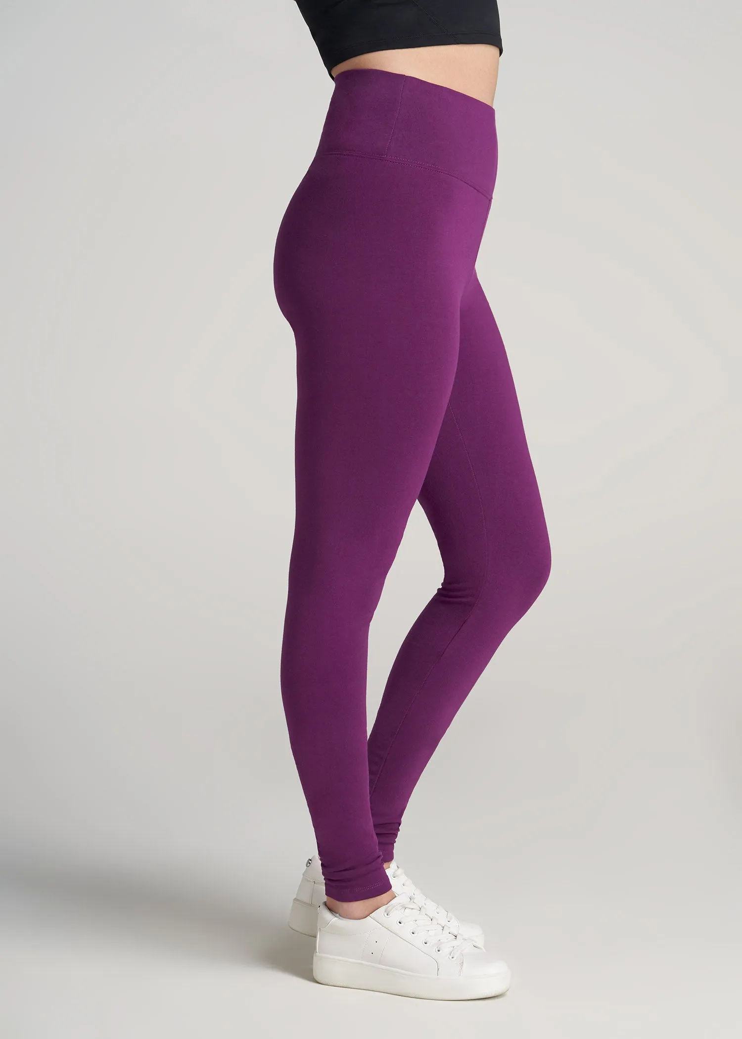 Women's Tall Cotton Leggings in Plum