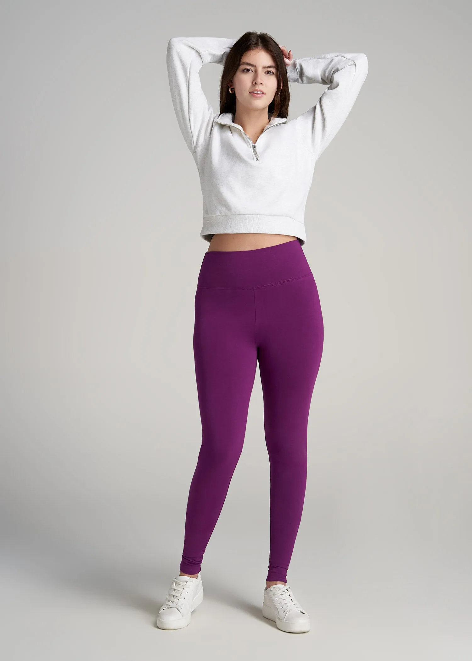 Women's Tall Cotton Leggings in Plum