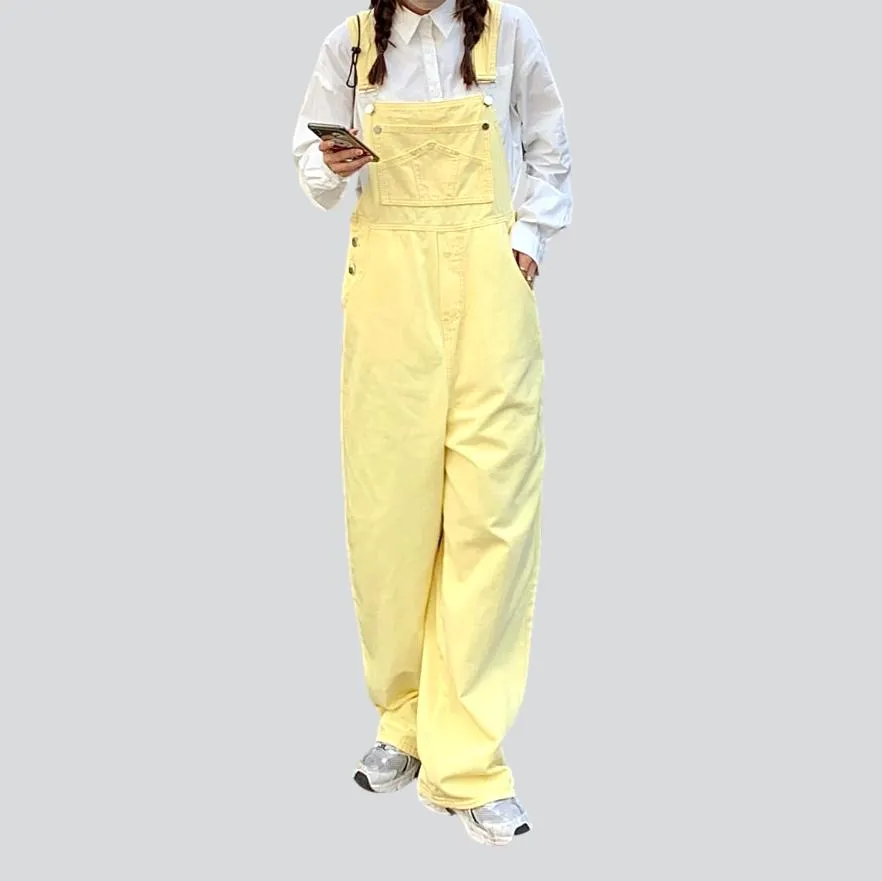 Yellow denim women's bib overall