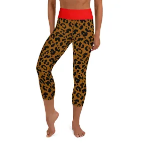 Yoga Capri Leggings Leopard and Red